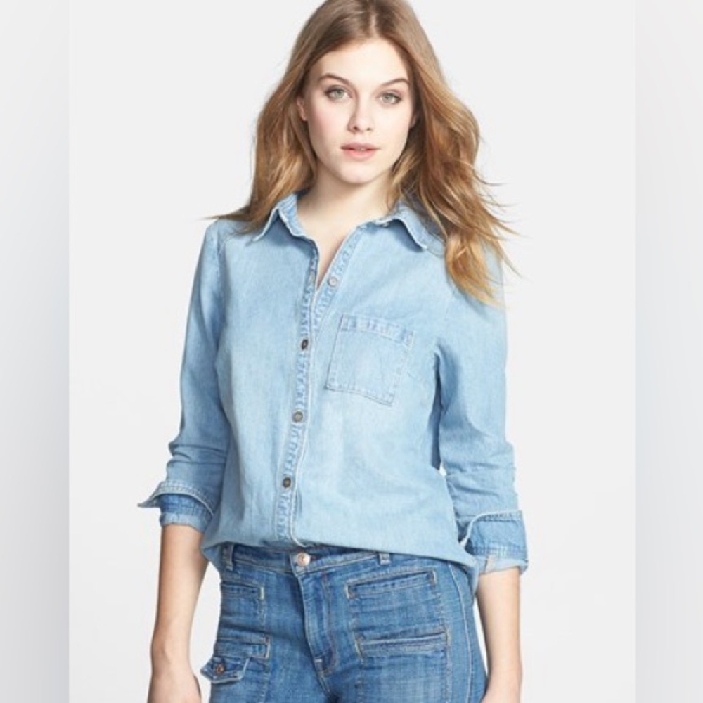 EUC PAIGE Light Blue Eden Denim Shirt